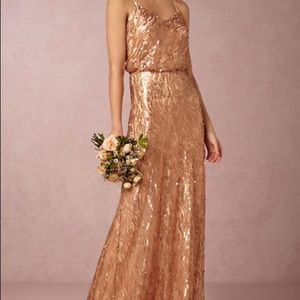 BHLDN rose gold sequin dress